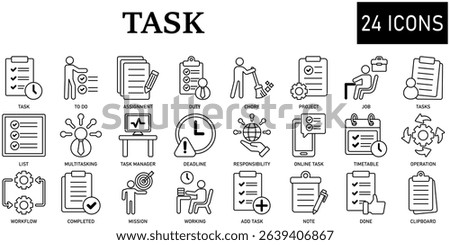Set of task Icons or symbols Vector fully editable file.