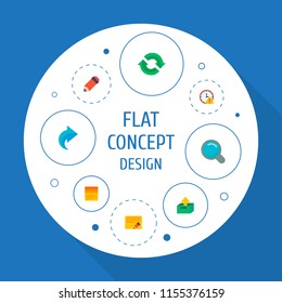 Set of task manager icons flat style symbols with edit task, unarchive, pencil and other icons for your web mobile app logo design.