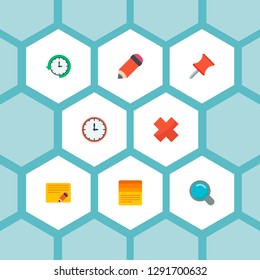 Set of task manager icons flat style symbols with pin, edit task, search and other icons for your web mobile app logo design.