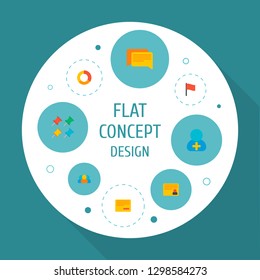 Set of task manager icons flat style symbols with different pins, comments, members and other icons for your web mobile app logo design.