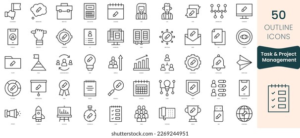 Set of task and project management icons. Thin linear style icons Pack. Vector Illustration