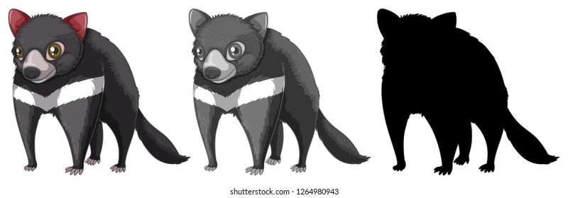 Conjunto de ilustração de personagem de demônio da tasmânia