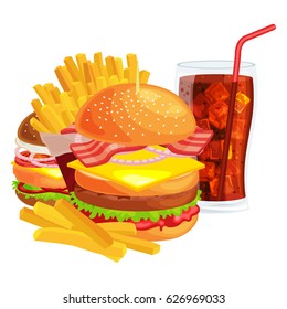 Fast Food Lunch Meal Set Classic Stock Vector (Royalty Free) 1658441056