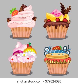 set of tasty cakes for design