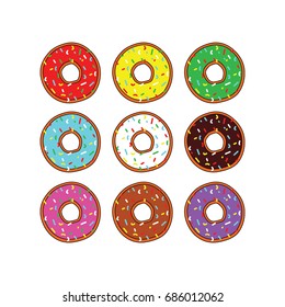 Set Of Tasty Donuts Vector -  Vector icon Design design