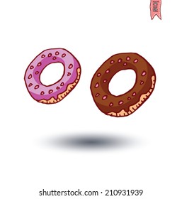 Set of tasty donuts, vector illustration.
