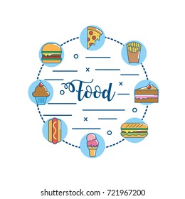 set tasty fastfood nutrition and unhealthy food