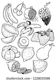Set of tasty and fresh fruits