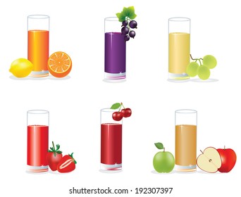 Set of tasty fresh squeezed juices.