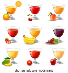 Set of tasty fresh squeezed juices