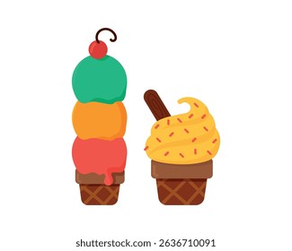 Set tasty ice cream collection	