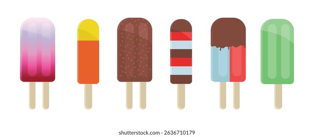 Set tasty ice cream collection	