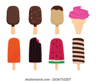 Set tasty ice cream collection	