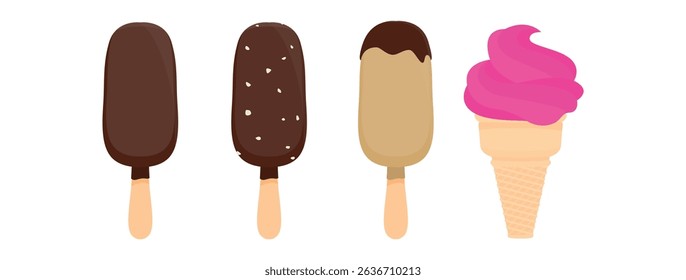 Set tasty ice cream collection	