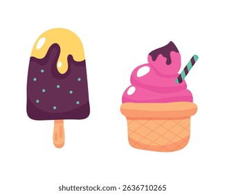 Set tasty ice cream collection	
