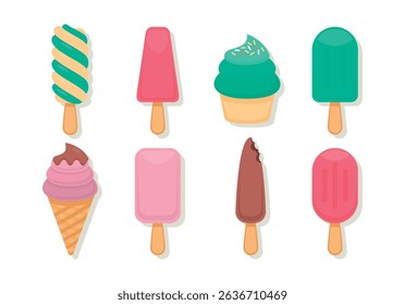 Set tasty ice cream collection	