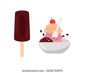 Set tasty ice cream collection	
