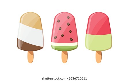 Set tasty ice cream collection	