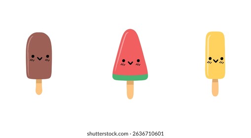 Set tasty ice cream collection	