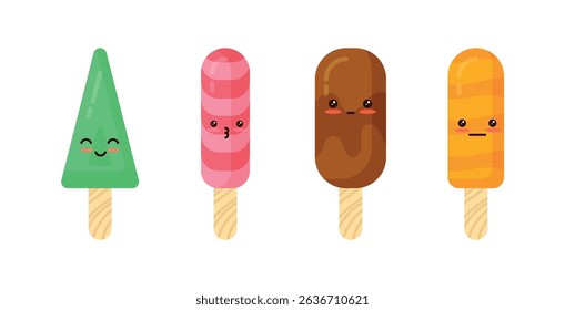 Set tasty ice cream collection	