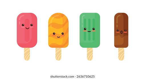 Set tasty ice cream collection	