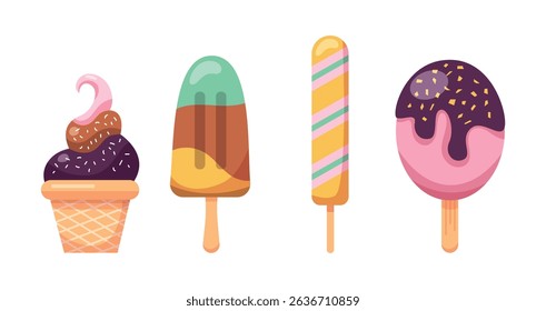 Set tasty ice cream collection	