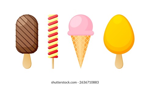 Set tasty ice cream collection	
