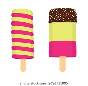 Set tasty ice cream collection	
