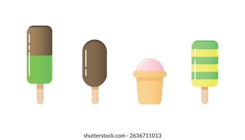 Set tasty ice cream collection	