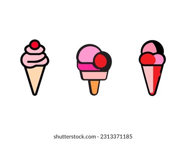 Set of tasty ice cream icons. Vector illustration isolated on white background.