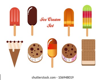 Set of tasty ice cream isolated on white background