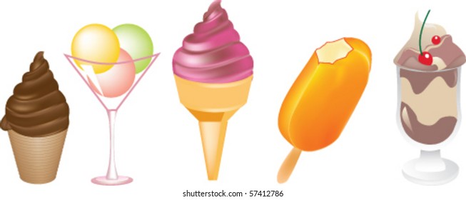 Set of tasty ice creams