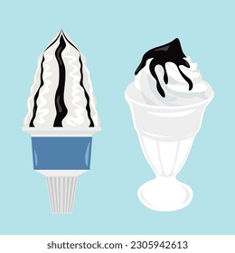 Set of tasty ice creams. Sweet summer delicacy sundaes,gelatos.