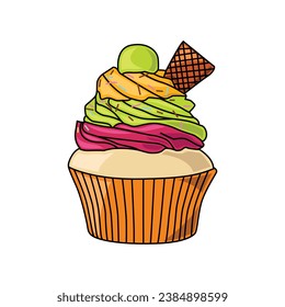 Set of tasty ice creams. Sweet summer delicacy sundaes,gelatos with different tasties,collection isolated ice-cream cones and popsicle with different topping.Vector illustration for web,design, print.