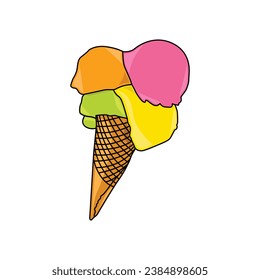Set of tasty ice creams. Sweet summer delicacy sundaes,gelatos with different tasties,collection isolated ice-cream cones and popsicle with different topping.Vector illustration for web,design, print.