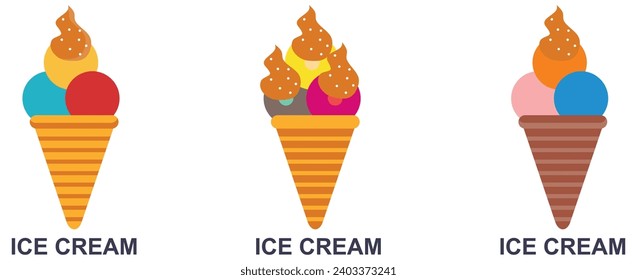 Set of tasty ice creams. Sweet summer delicacy sundaes gelatos with different tastiest collection isolated ice-cream.