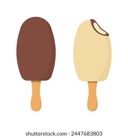 Set of tasty ice creams. Sweet summer delicacy sundaes,gelatos with different tasties,collection isolated ice-cream cones and popsicle with different topping.Vector illustration for web,design, print.