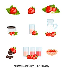 set of tasty ripe strawberries