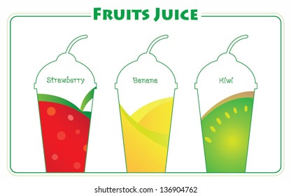 Set of tasty squeezed juices artwork.