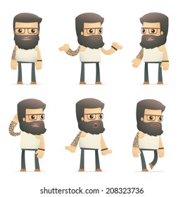 set of tattoo artist character in different interactive  poses
