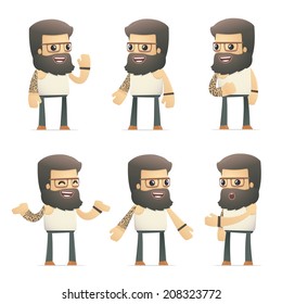 set of tattoo artist character in different interactive  poses