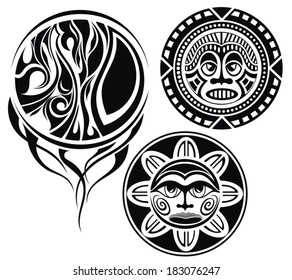 Set of tattoo elements.Masks