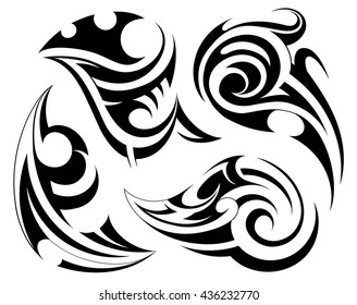 Set of tattoo shapes in Maori ethic art style