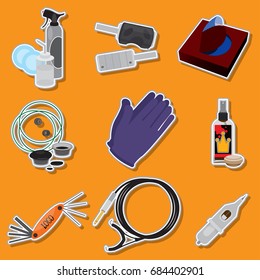A set of tattoo tools. A set of icons for the design of goods and promotional products.