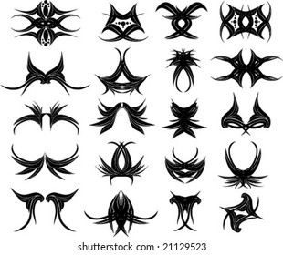 Set of tattoo wings and tribal