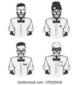 Set of tattooist skeleton masters. 