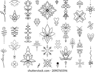 A set of tattoos and patterns for creative projects and designs.