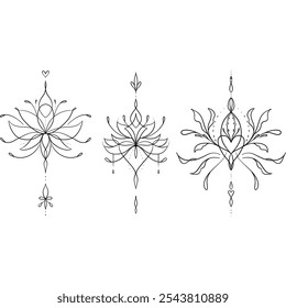 A set of tattoos and patterns for creative projects and designs.