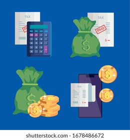 set of tax day icons vector illustration design