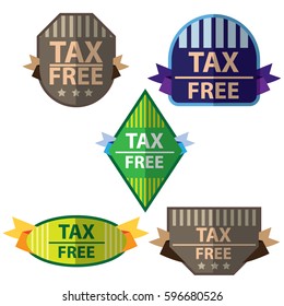 set of tax free icons. flat vector illustration